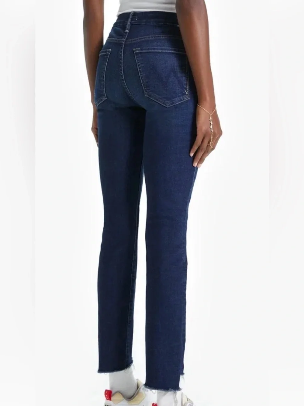 MOTHER The Looker Ankle Step Fray in Bombay Lost and Found Dark Wash 26